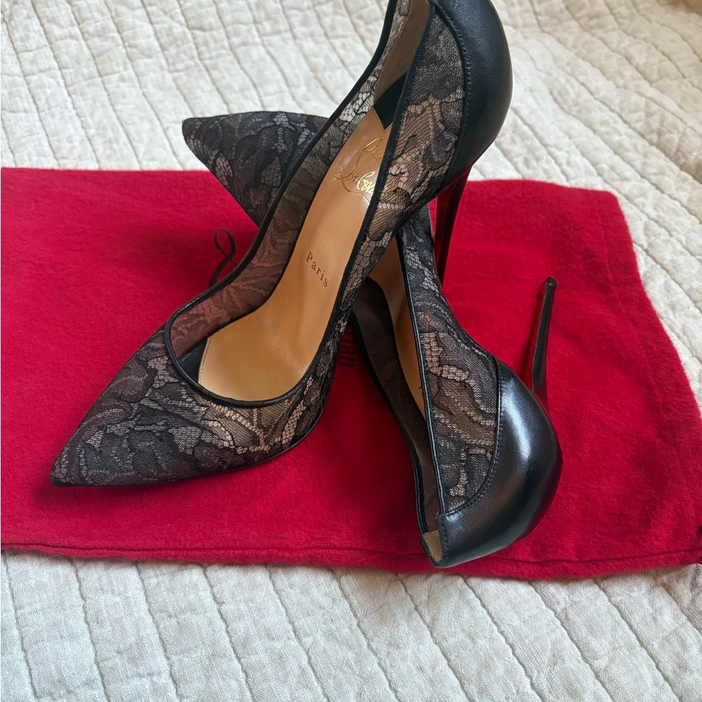 Christian Louboutin Black Lace Heels